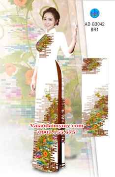 Vải áo dài Hoa in 3D AD B3042 34