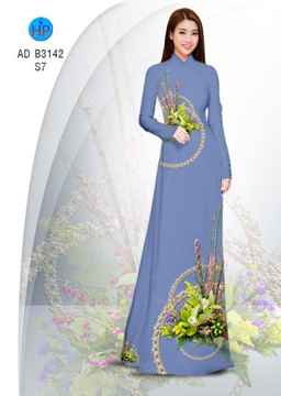 Vải áo dài Hoa ly xanh AD B3142 27