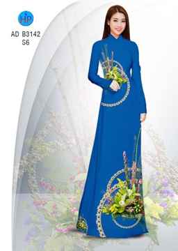 Vải áo dài Hoa ly xanh AD B3142 28