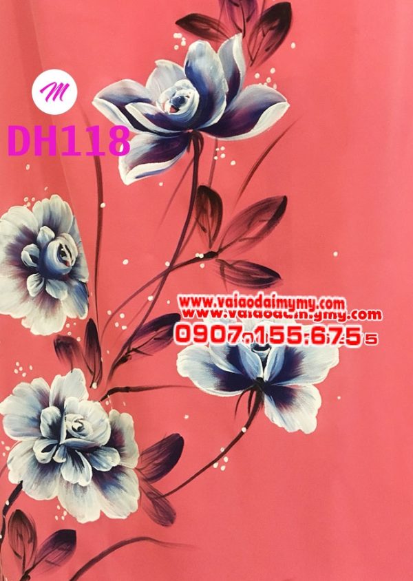 vải áo dài màu hông dâu vẽ hoa đẹp (1)