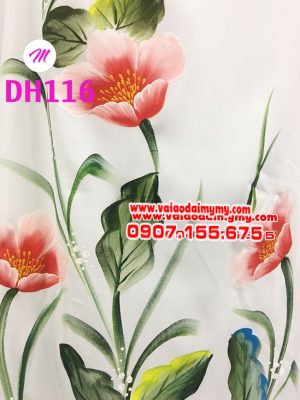 vải áo dài màu trắng vẽ hoa tulip sang trọng (1)