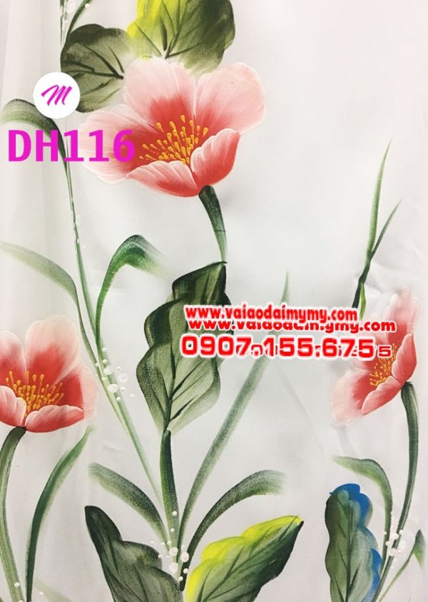 vải áo dài màu trắng vẽ hoa tulip sang trọng (1)