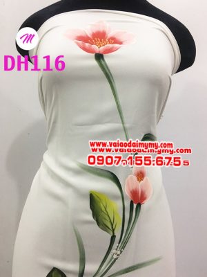 vải áo dài màu trắng vẽ hoa tulip sang trọng (3)