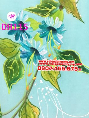 vải áo dài màu xanh ngọc vẽ hình hoa lá cực đẹp (1)