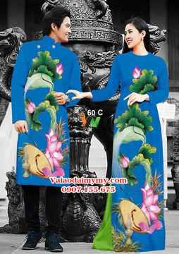 Vải áo dài cặp đôi hoa sen AD IW60 33
