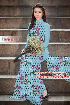 Vải áo dài hoa chấm bi AD TNAD 587 26