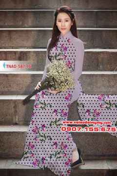Vải áo dài hoa chấm bi AD TNAD 587 28