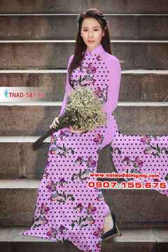 Vải áo dài hoa chấm bi AD TNAD 587 27