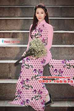Vải áo dài hoa chấm bi AD TNAD 587 30