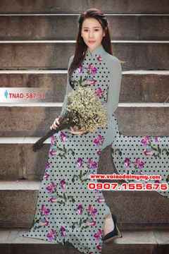Vải áo dài hoa chấm bi AD TNAD 587 31