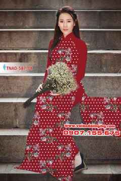 Vải áo dài hoa chấm bi AD TNAD 587 32