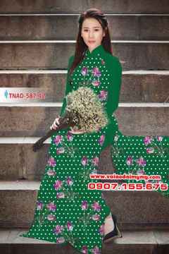 Vải áo dài hoa chấm bi AD TNAD 587 35