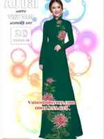 Vải áo dài hoa cẩm chướng AD HT3616
