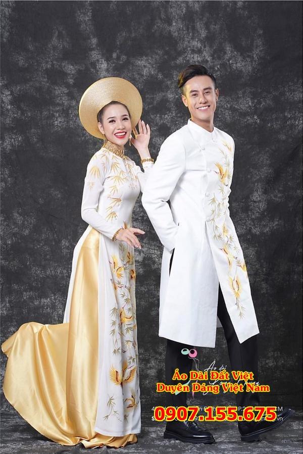 ao dai long phung ve tay sang trong 3