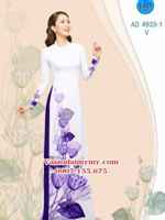 Vải áo dài Hoa Súng đẹp sắc sảo AD 4933