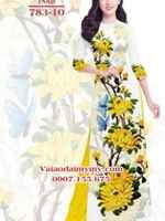 Vải áo dài hoa cúc vàng AD TNAD 783