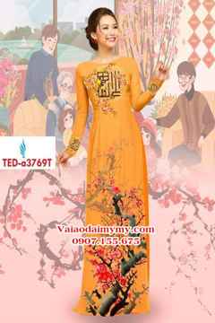 Vải áo dài hoa mai đào đón tết AD TED A3769 36