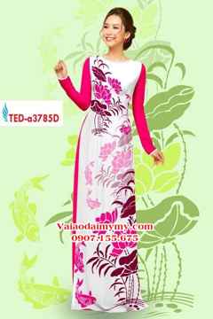Vải áo dài hoa sen đẹp AD TED a3785 16