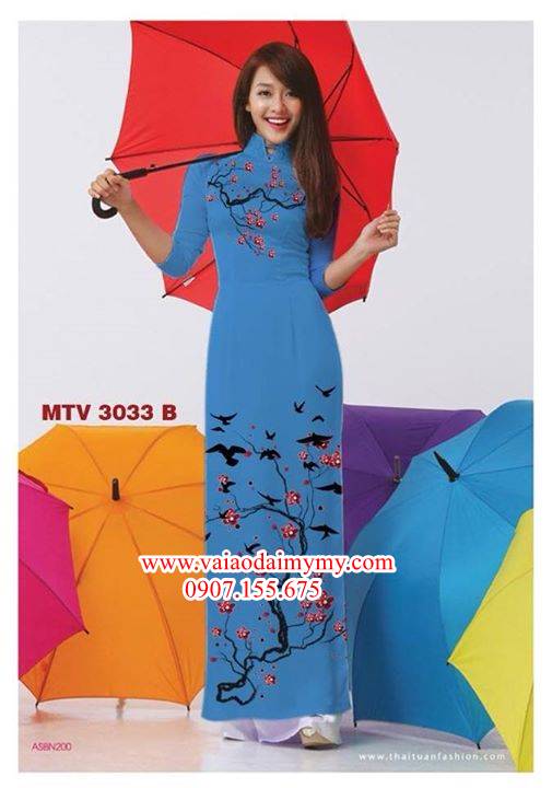 Vải áo dài hoa đào AD MTV 3033 33