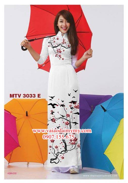 Vải áo dài hoa đào AD MTV 3033 26