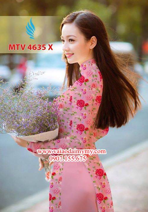 Vải áo dài hoa hồng đều AD MTV 4635 34