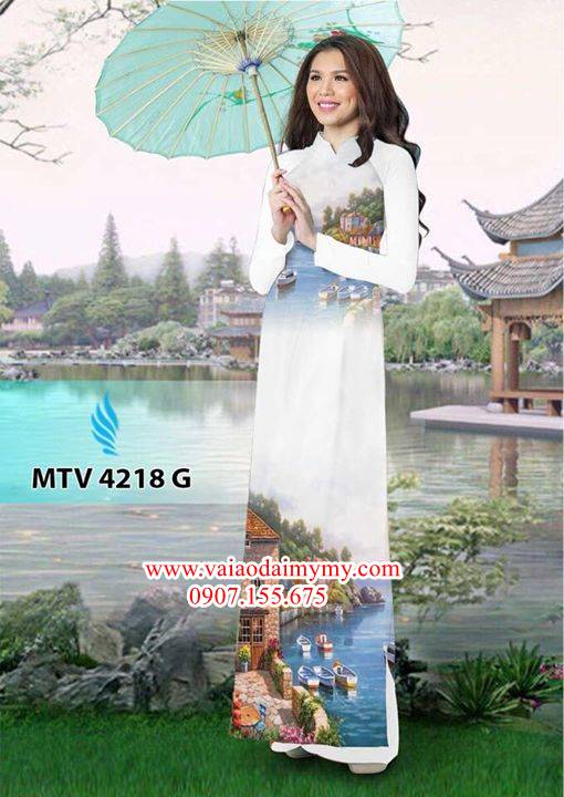 Vải áo dài phong cảnh AD MTV 4218 32
