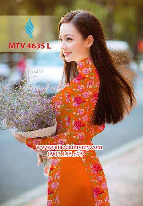 Vải áo dài hoa hồng đều AD MTV 4635 32