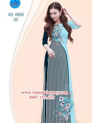 Vải áo dài Hoa và sọc AD 4968