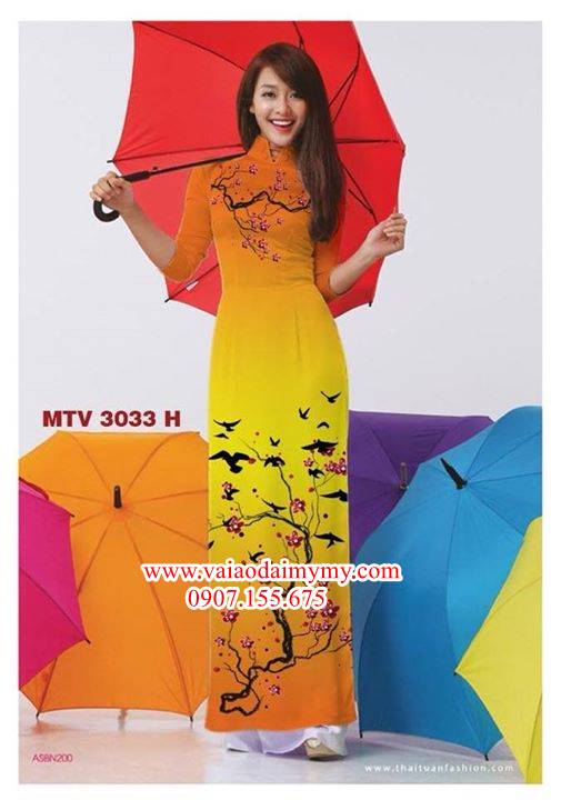 Vải áo dài hoa đào AD MTV 3033 29