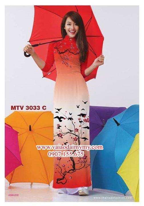 Vải áo dài hoa đào AD MTV 3033 27