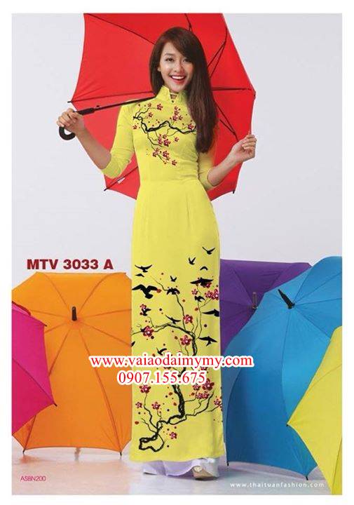 Vải áo dài hoa đào AD MTV 3033 28