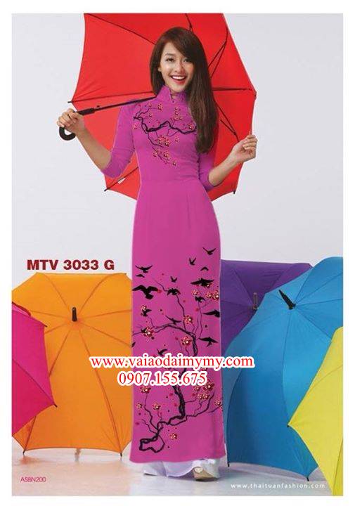 Vải áo dài hoa đào AD MTV 3033 30