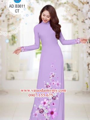 Vải áo dài Hoa và những viên kim cương AD B3611