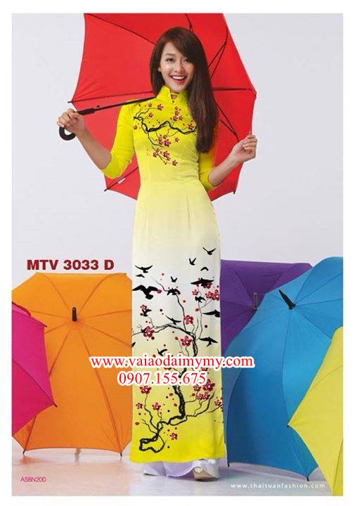 Vải áo dài hoa đào AD MTV 3033 32