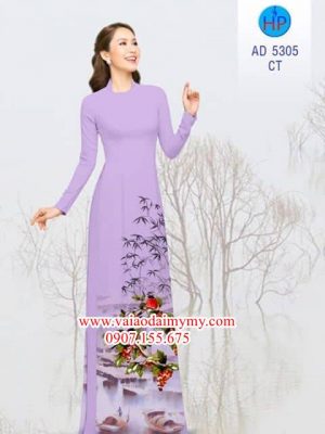 Vải áo dài Chim và phong cảnh mùa Xuân AD 5305