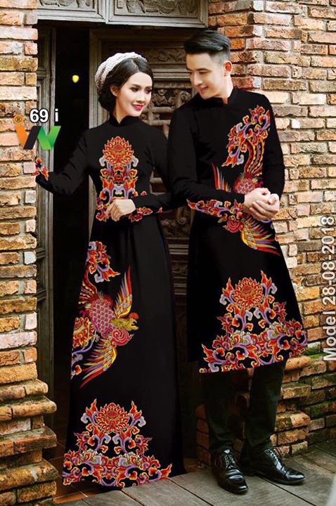 Vải áo dài cặp đôi rồng phượng AD IW 69 31