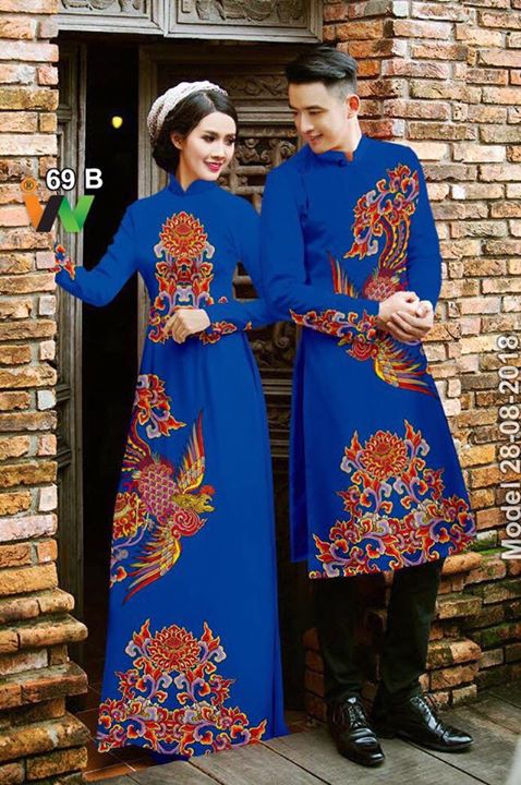 Vải áo dài cặp đôi rồng phượng AD IW 69 26