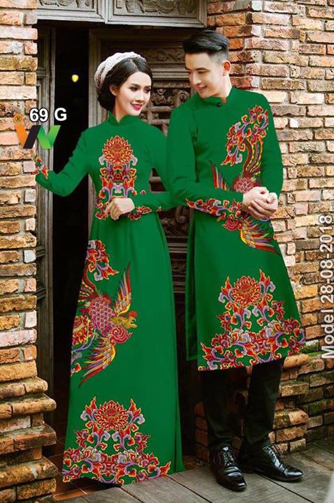 Vải áo dài cặp đôi rồng phượng AD IW 69 33