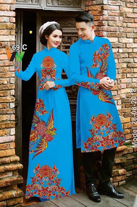 Vải áo dài cặp đôi rồng phượng AD IW 69 27