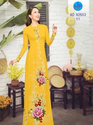 Vải áo dài hoa cẩm chướng đẹp AD N2653