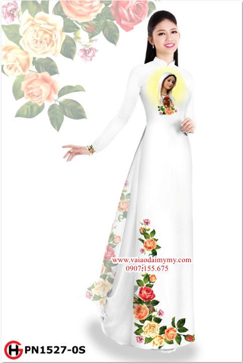 Vải áo dài hoa hồng và Đức Mẹ AD PN1527 3