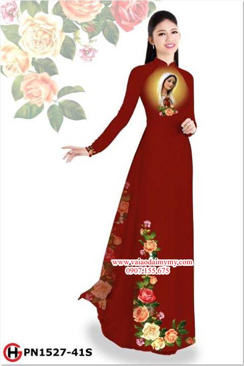 Vải áo dài hoa hồng và Đức Mẹ AD PN1527 6