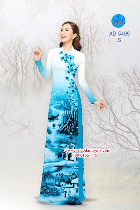 Vải áo dài Phong cảnh quê hương AD 5409 3