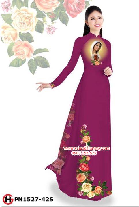 Vải áo dài hoa hồng và Đức Mẹ AD PN1527 9