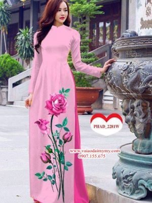 Vải áo dài hoa hồng AD PHAD 2281