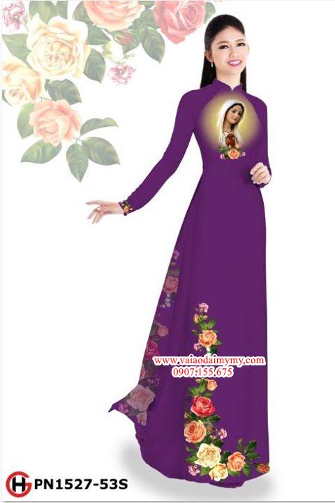Vải áo dài hoa hồng và Đức Mẹ AD PN1527 12