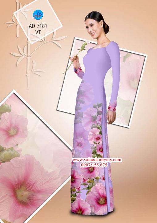 Vải áo dài Hoa in 3D AD 7181 3