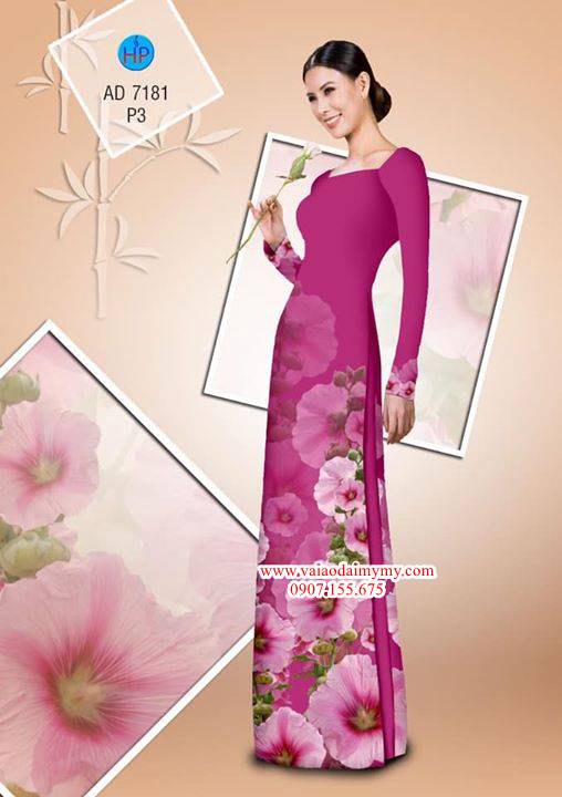 Vải áo dài Hoa in 3D AD 7181 5