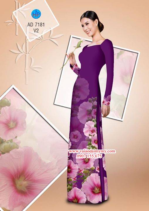 Vải áo dài Hoa in 3D AD 7181 2