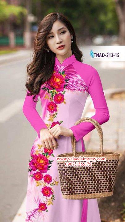 Vải áo dài hoa hồng dây áo AD TNAD 313 30